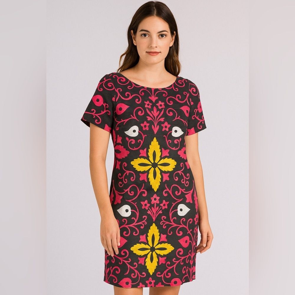 Boden Dress Floral Size 2 Linen Sheath